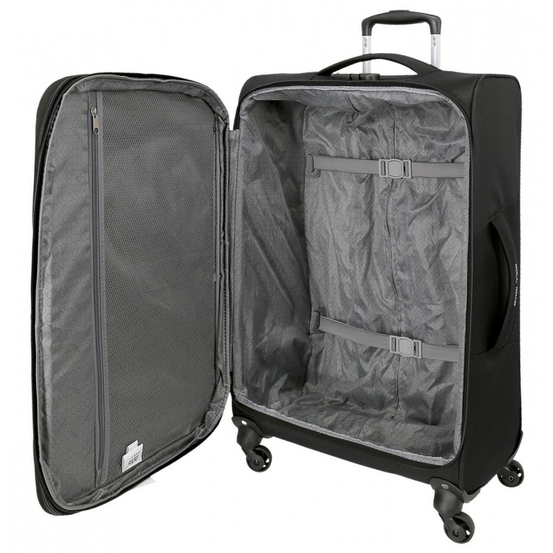 Veľký textilný kufor Roll Road Royce Black 76x48x29 cm 93L – cestovný kufor na dovolenku
