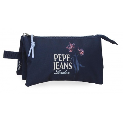 Tříkomorový penál Pepe Jeans Lenay Marine nabízí praktické řešení pro organizaci školních potřeb během každého školního