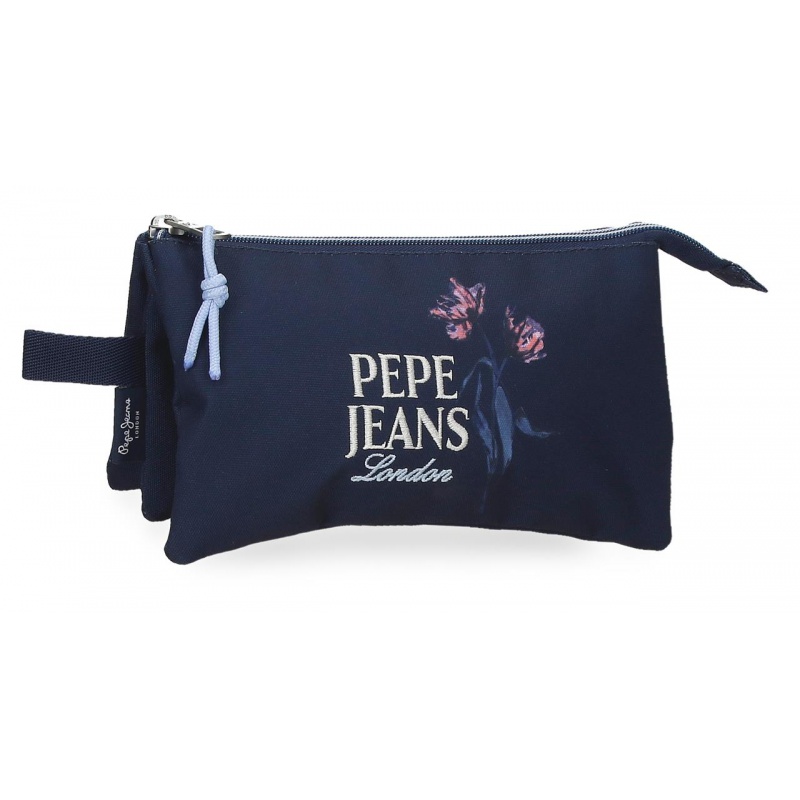 Tříkomorový penál Pepe Jeans Lenay Marine nabízí praktické řešení pro organizaci školních potřeb během každého školního