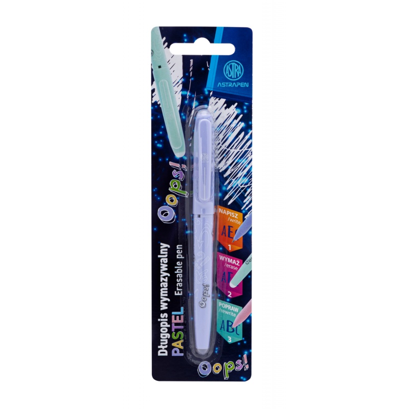 Gumovateľné pero AstraPen OOPS! modré – 0,6 mm, pastelové farby