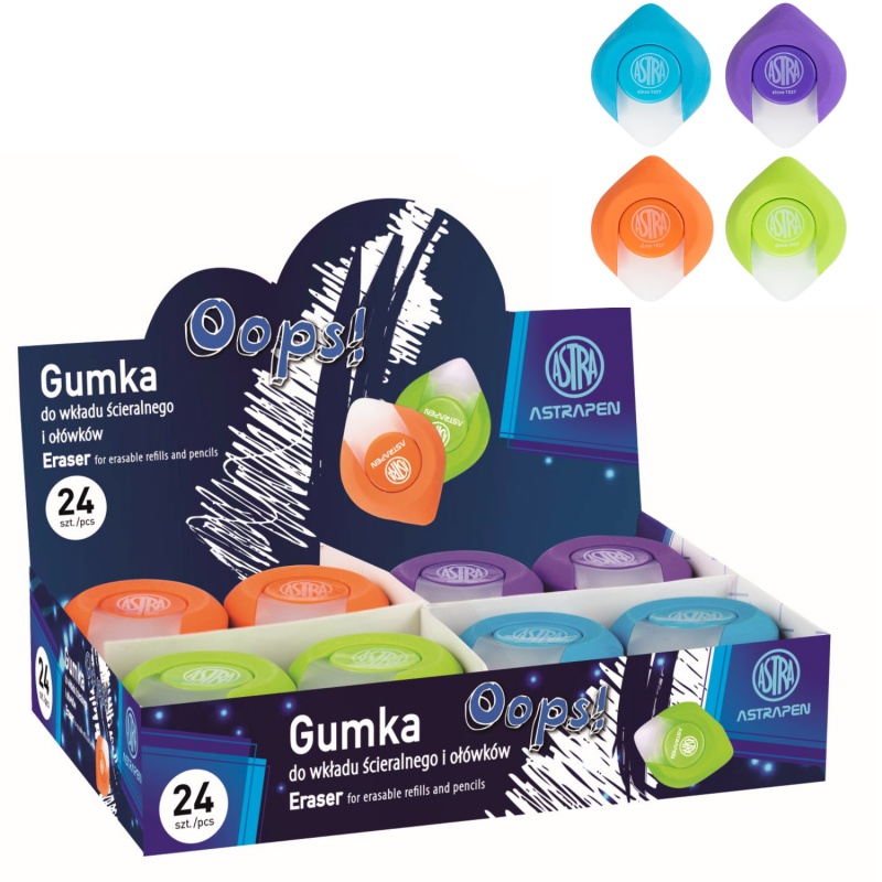 Ergonomická guma OOPS!, 2v1, na tužky i pera, mix barev, krabička, 403120003