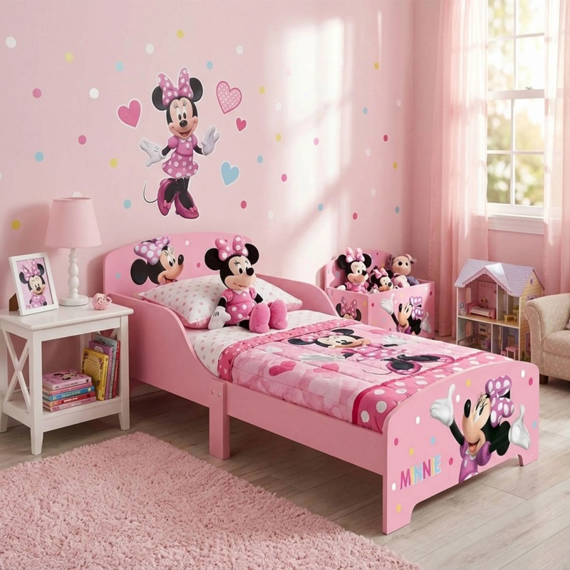 Detská posteľ Minnie Mouse 70×140 cm | Drevená posteľ s roštom