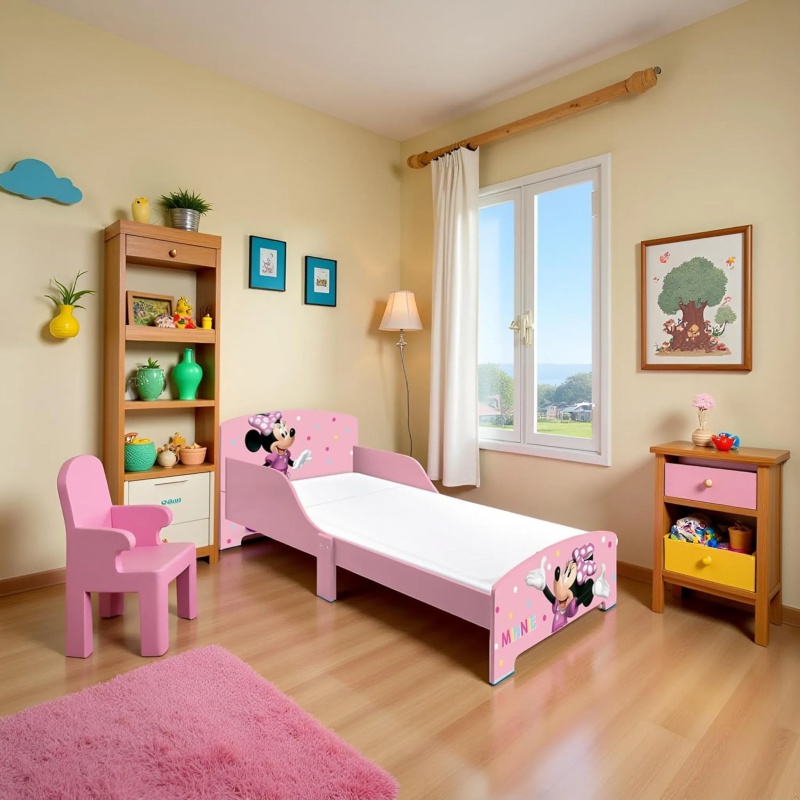 Detská posteľ Minnie Mouse 70×140 cm | Drevená posteľ s roštom