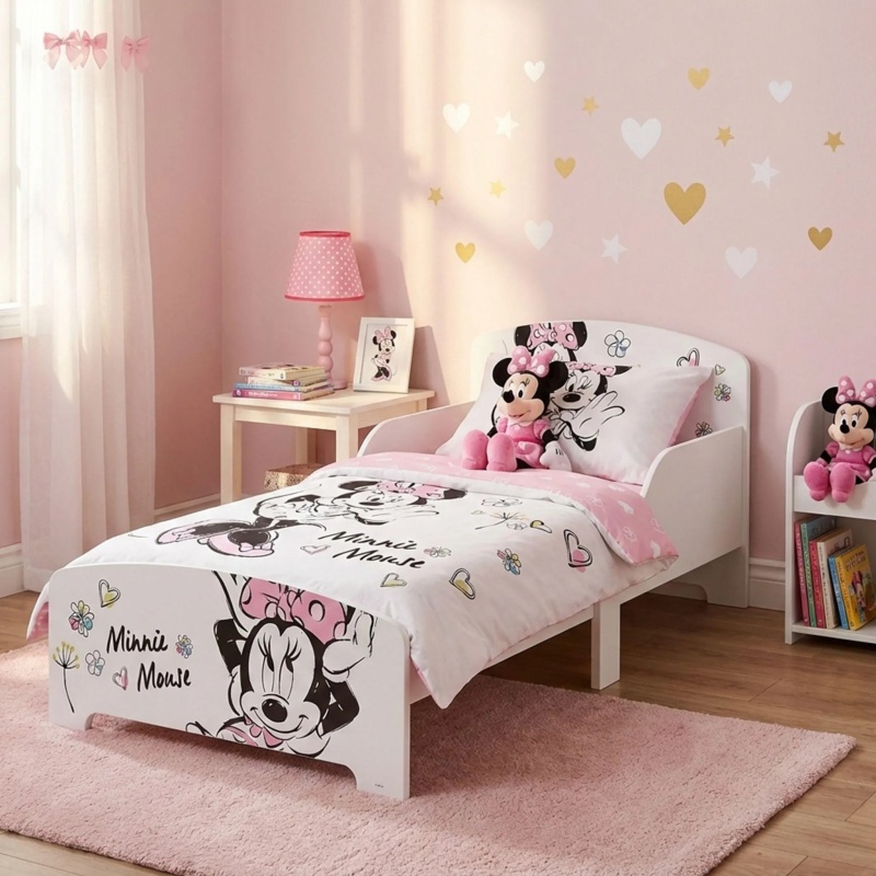 Detská drevená posteľ Minnie Mouse 77×143×60 cm –  s roštom pre matrac 70×140 cm, WD17779