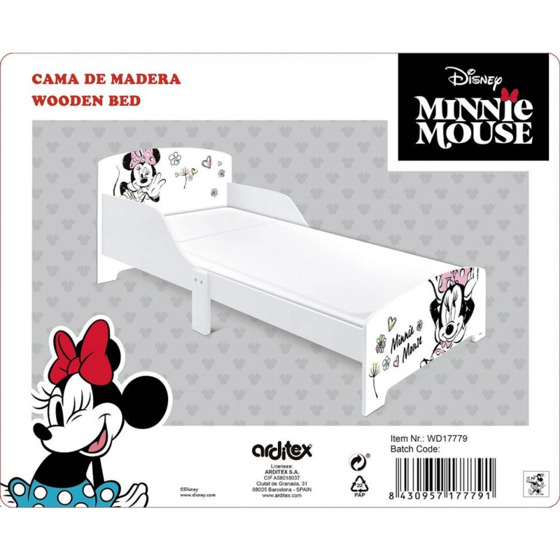 Detská drevená posteľ Minnie Mouse 77×143×60 cm –  s roštom pre matrac 70×140 cm, WD17779