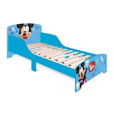 Dětská postel Mickey Mouse je ideální první velkou postelí pro děti od 3 let. Pevná dřevěná konstrukce s MDF panely, ochrana
