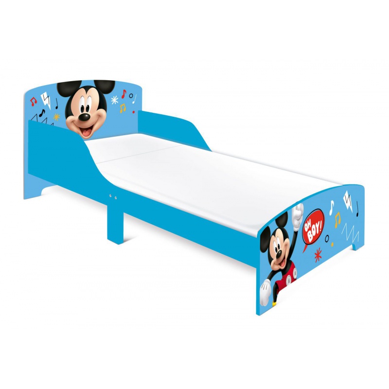 Dětská postel Mickey Mouse je ideální první velkou postelí pro děti od 3 let. Pevná dřevěná konstrukce s MDF panely, ochrana