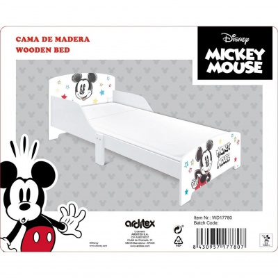 Dětská postel Mickey Mouse v elegantním bílém provedení je ideální volbou pro děti od 3 let. Pevná dřevěná konstrukce s MDF