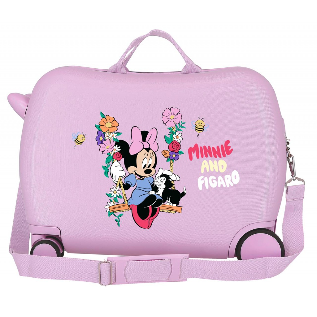 Dětský kufr - odrážedlo Minnie Mouse Figaro Lilac spojuje praktický cestovní kufr a zábavné odrážedlo v jednom. Pevná ABS konstr