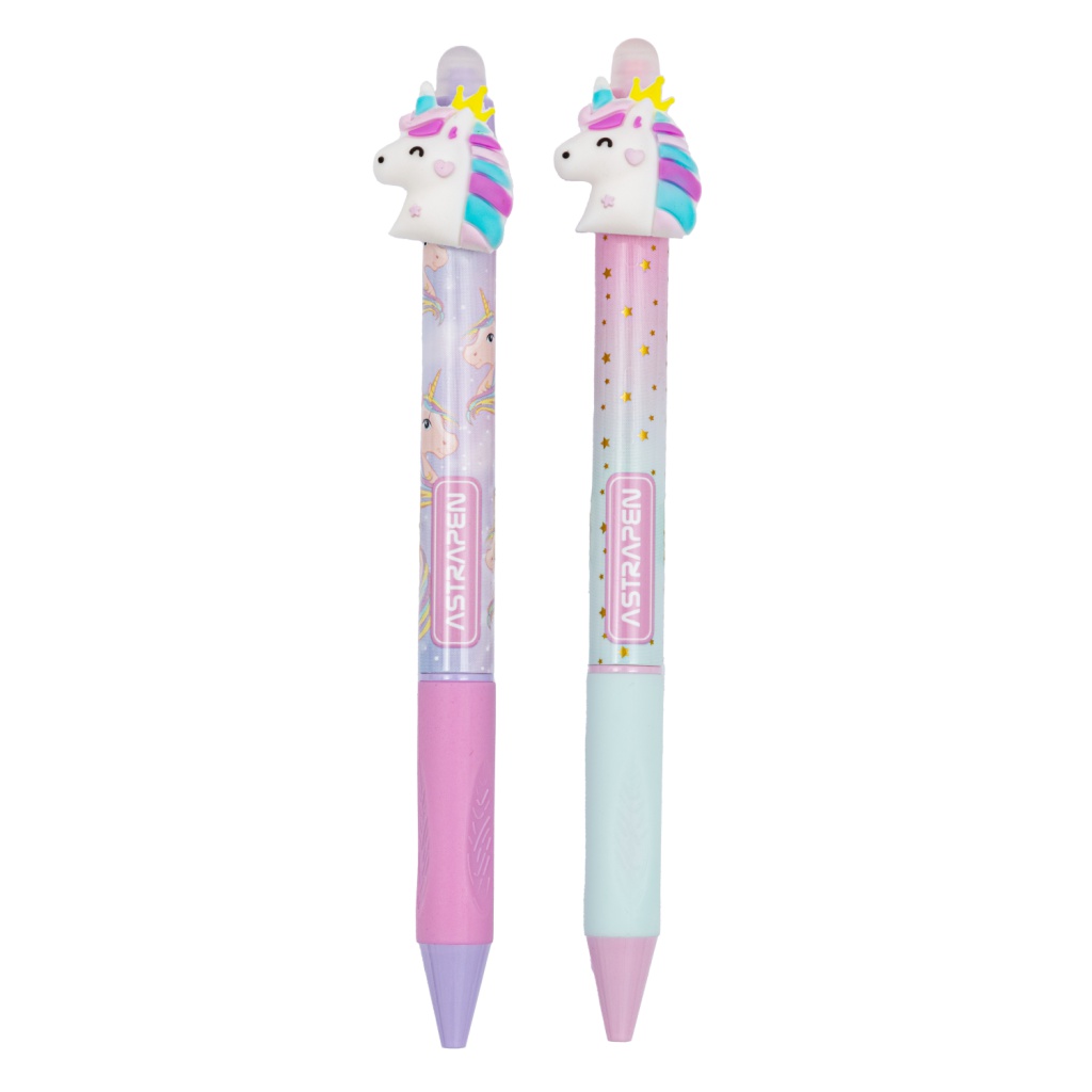 Gumovací klik pero AstraPEN Oops! Unicorn, 0,5mm, modré, 2ks, 201022041