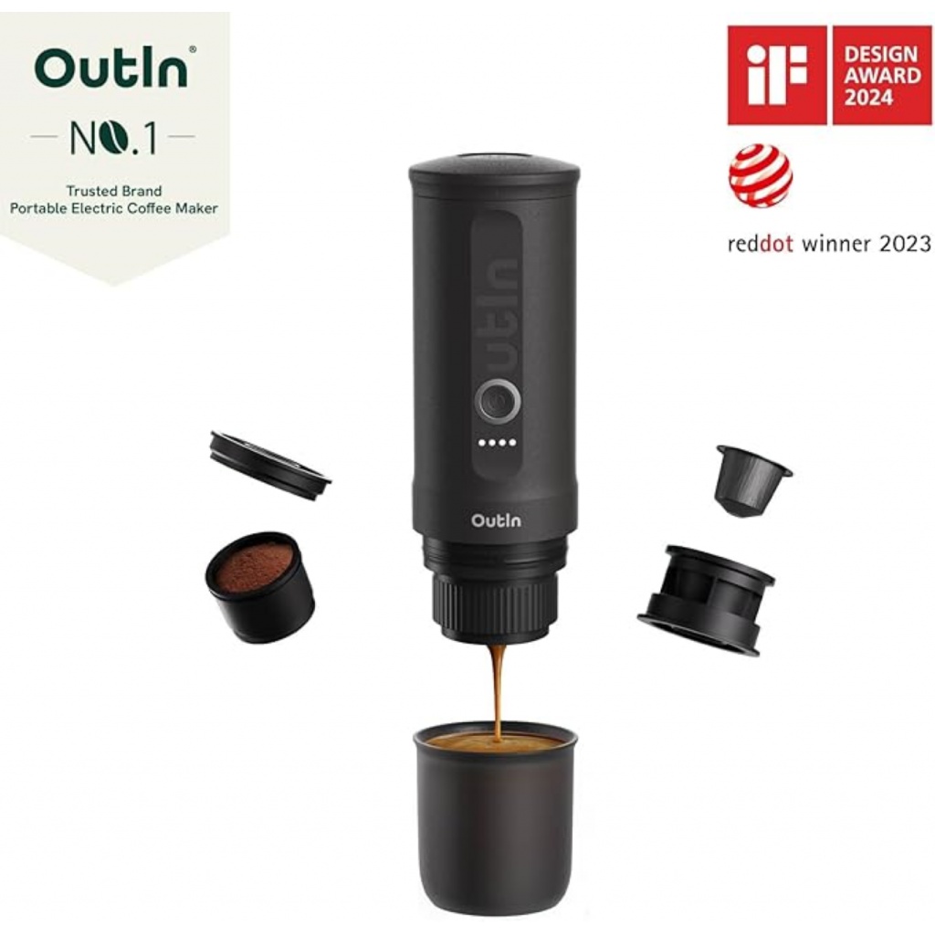 OutIn Nano přenosný espresso kávovar Space Grey s pouzdrem