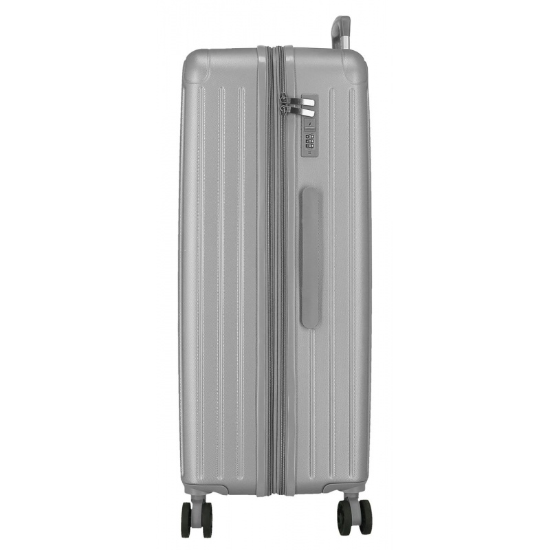 Střední kufr MOVEM Timber Silver 68 cm | Odnímatelná kolečka, TSA, rozšiřitelný 72 l