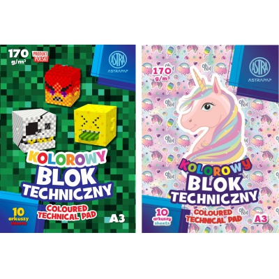 ASTRA barevné papíry A3, 10 listů, 170g/m2, mix motivů, 106021008