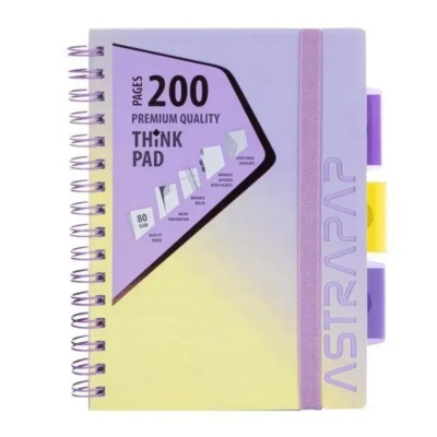 Poznámkový blok s rozdeľovačmi, 200 strán, A5 80g/m2 "AstraPAP", 104023005