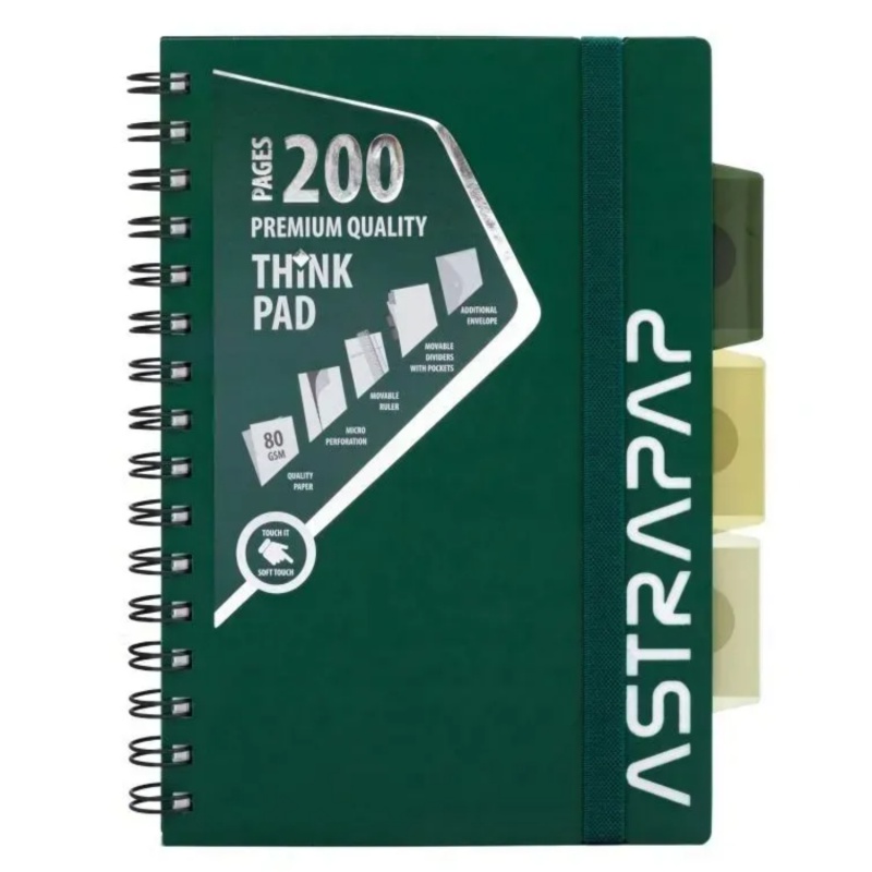 Poznámkový blok s rozdeľovačmi, 200 strán, A5 80g/m2 "AstraPAP", 104023005