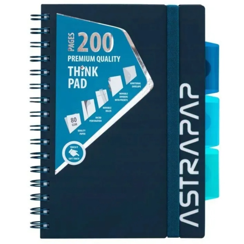 Poznámkový blok s rozdeľovačmi, 200 strán, A5 80g/m2 "AstraPAP", 104023005