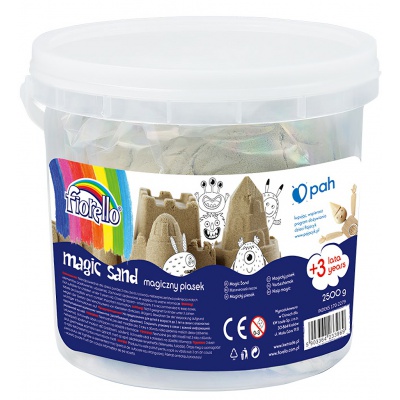 Magický písek Fiorello o hmotnosti 2,5 kg v praktickém kbelíku. Měkká, hebká struktura připomínající samet, nevysychá a je op