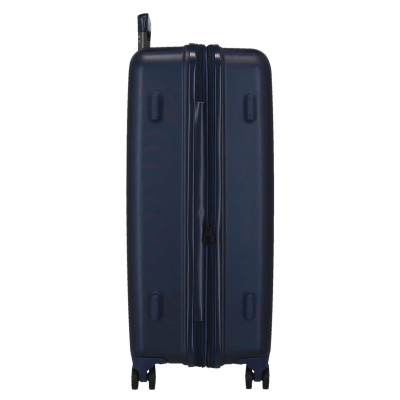 MOVOM Wood Navy Blue – Veľký rozšíriteľný škrupinový kufor 75×52×32 cm, 109L, TSA zámok