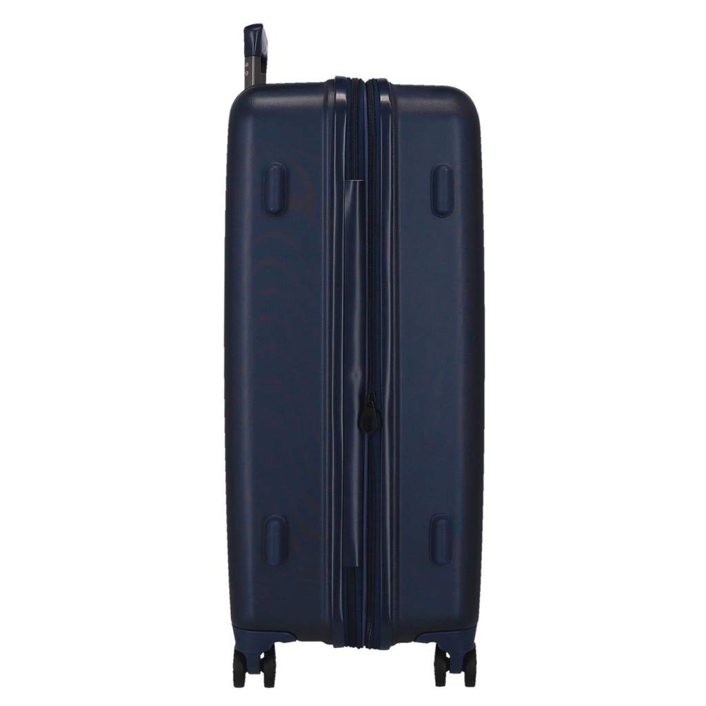 MOVOM Wood Navy Blue – Veľký rozšíriteľný škrupinový kufor 75×52×32 cm, 109L, TSA zámok