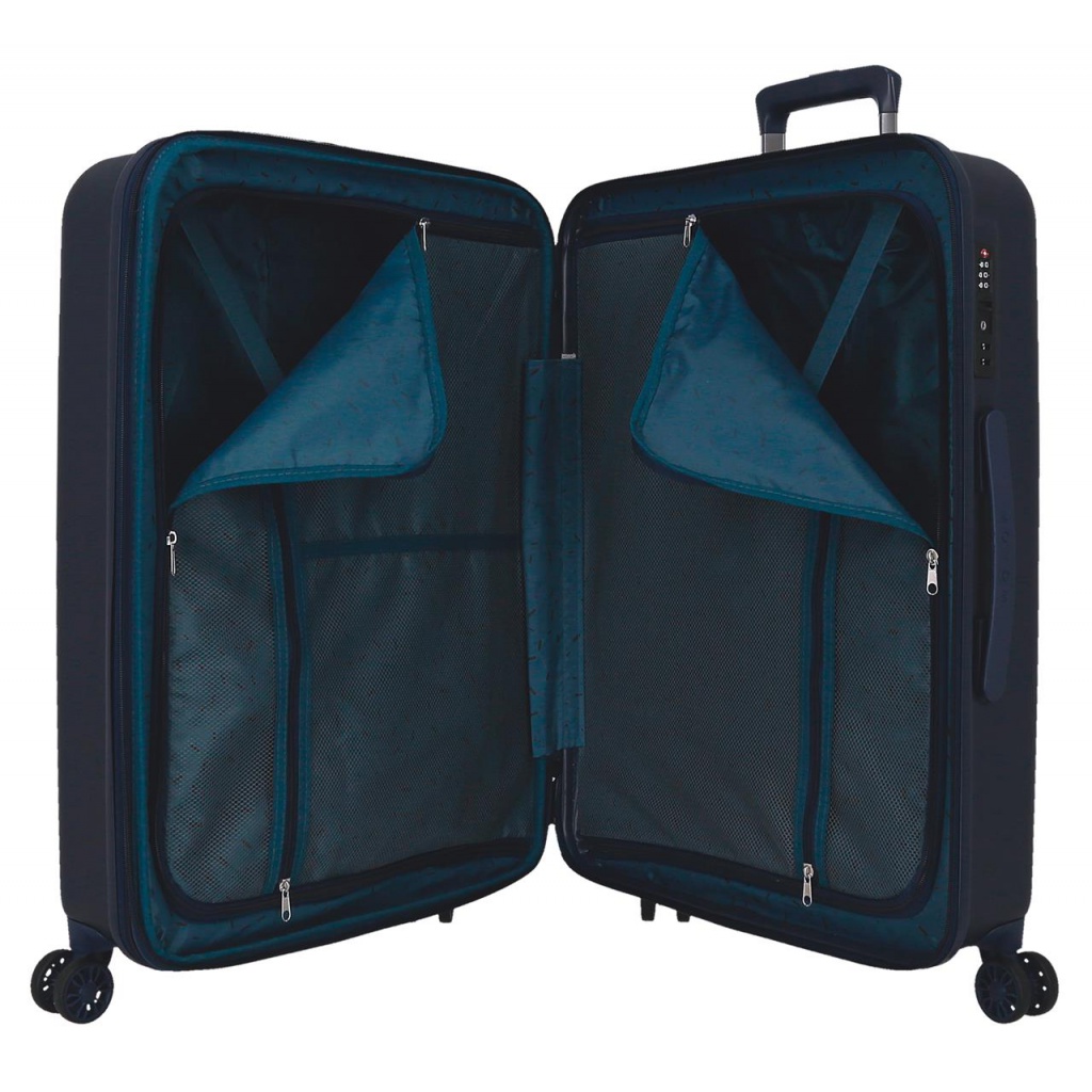 MOVOM Wood Navy Blue – Veľký rozšíriteľný škrupinový kufor 75×52×32 cm, 109L, TSA zámok