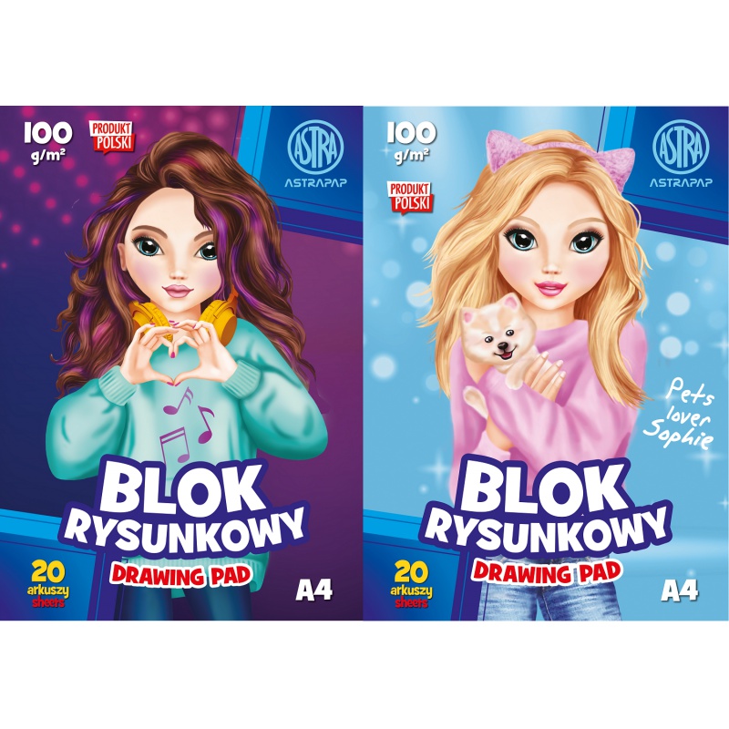 Náčrtník / skicář A4, 20 listů 100g/m2 "Emi&Sofi", 106022013