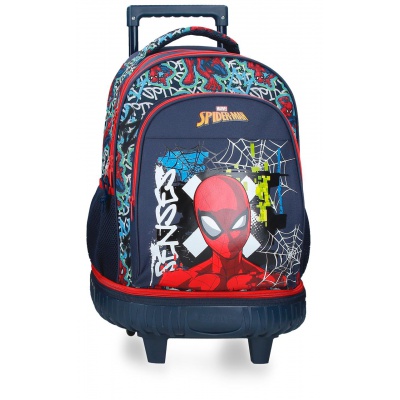 Školní batoh na kolečkách Spiderman Graffity s výrazným pouličním grafitovým motivem a oblíbenou postavičkou Spidermana umožní
