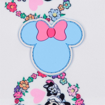 Školní batoh na kolečkách Minnie Flowers s květinovým motivem a oblíbenou postavičkou Minnie umožňuje použití jako batoh i pokud