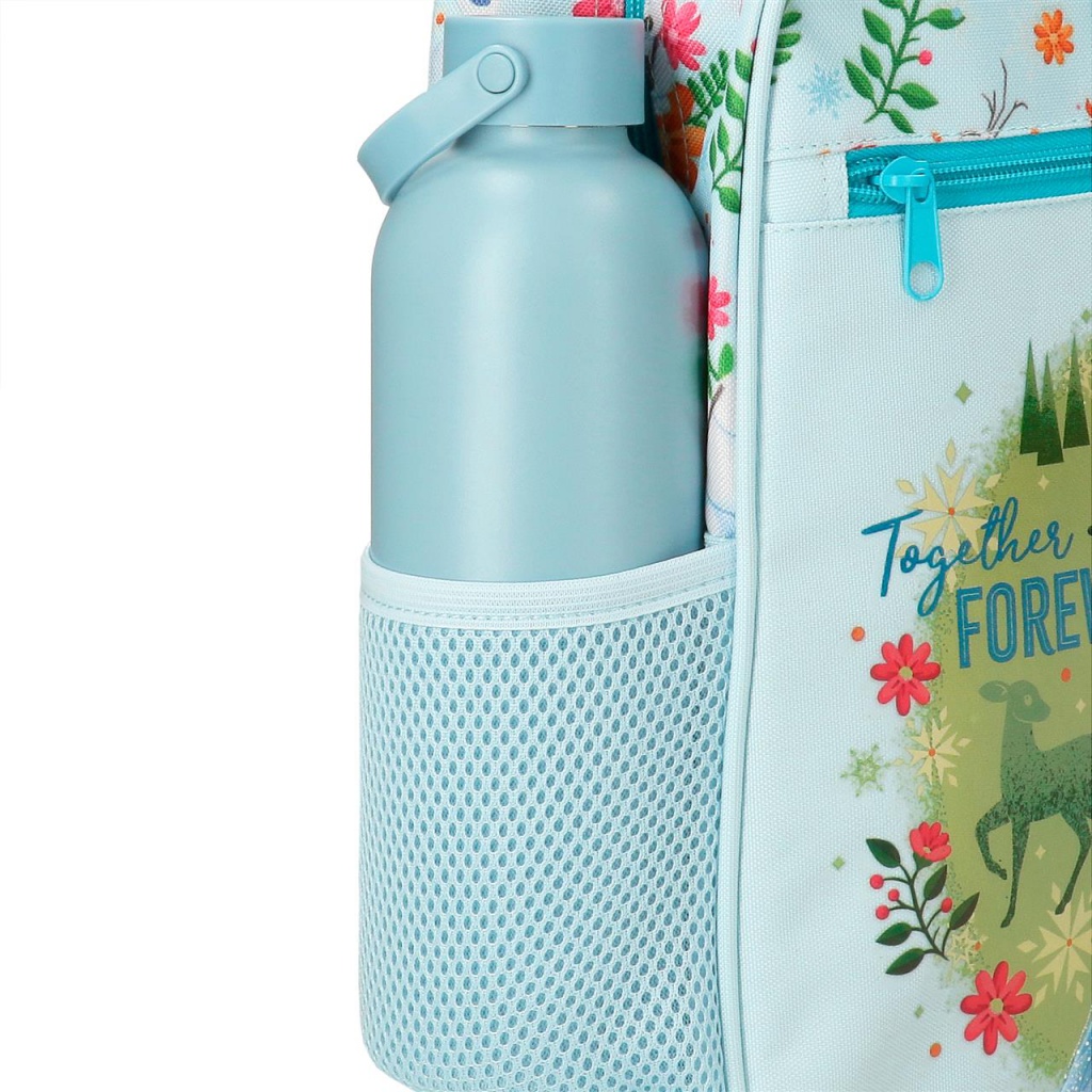 Školní batoh na kolečkách Frozen Forever s motivem oblíbených postaviček Elsy a Anny a květinovým vzorem umožňuje použití jak