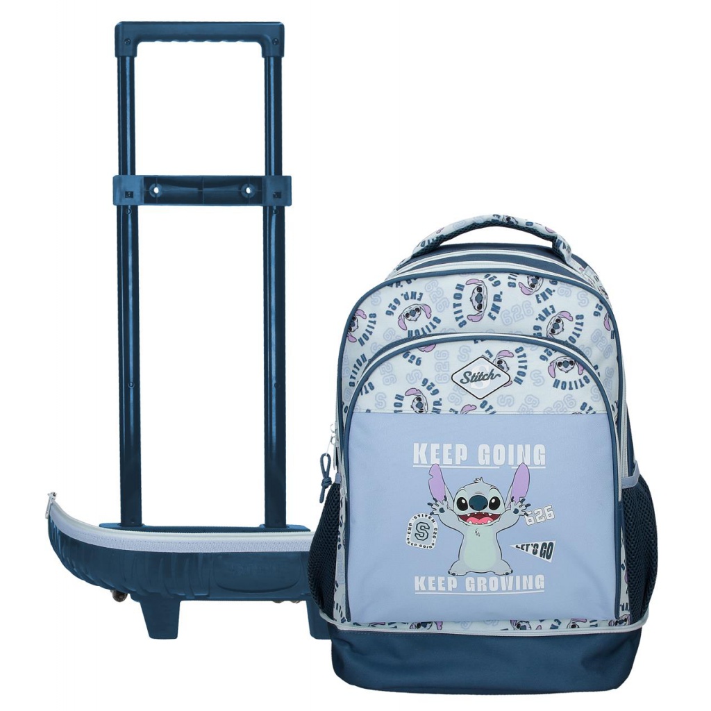 Školní batoh na kolečkách Stitch Keep Going