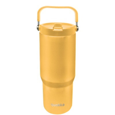 Nerezový termopohár Quokka Core Saffron Yellow o objemu 860 ml je praktickým společníkem na každodenní cesty, do práce i na