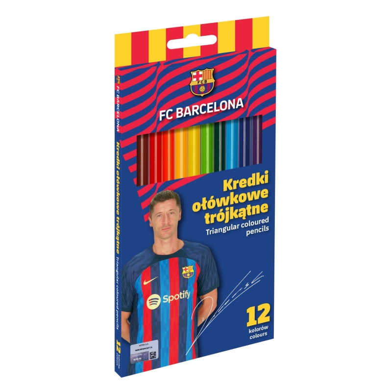 Ergonomické trojhranné barvičky FC Barcelona. Měkká tuha, zářivé barvy a licencovaný design. Ideální pro kreslení pro malé a