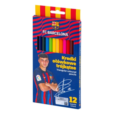 Ergonomické trojhranné barvičky FC Barcelona. Měkká tuha, zářivé barvy a licencovaný design. Ideální pro kreslení pro malé a