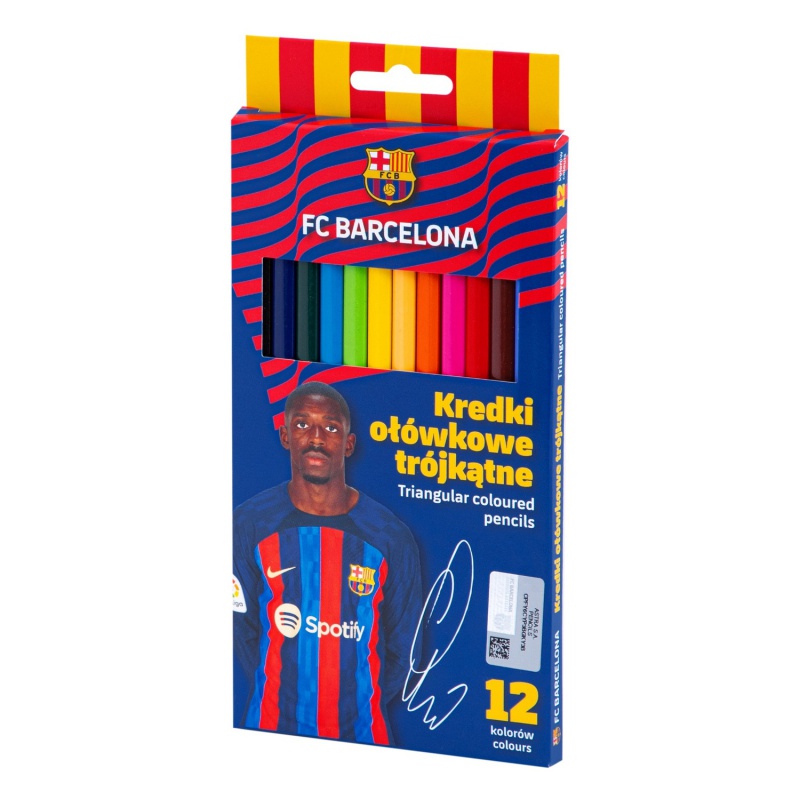 Ergonomické trojhranné barvičky FC Barcelona. Měkká tuha, zářivé barvy a licencovaný design. Ideální pro kreslení pro malé a
