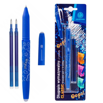 Gumovateľné pero AstraPen OOPS! modré – 0,6 mm + 2 náplne