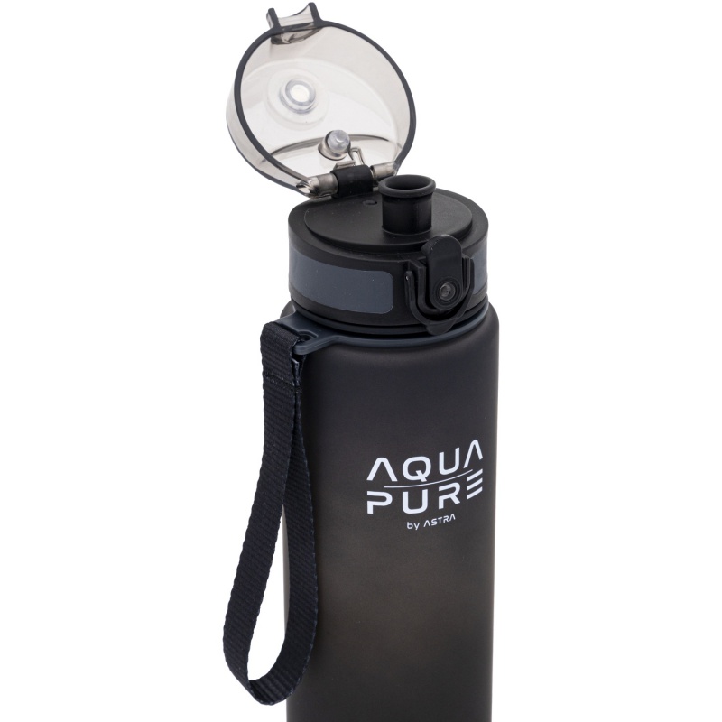 Zdravá fľaša Aqua Pure Astra 600 ml sivo-čierna