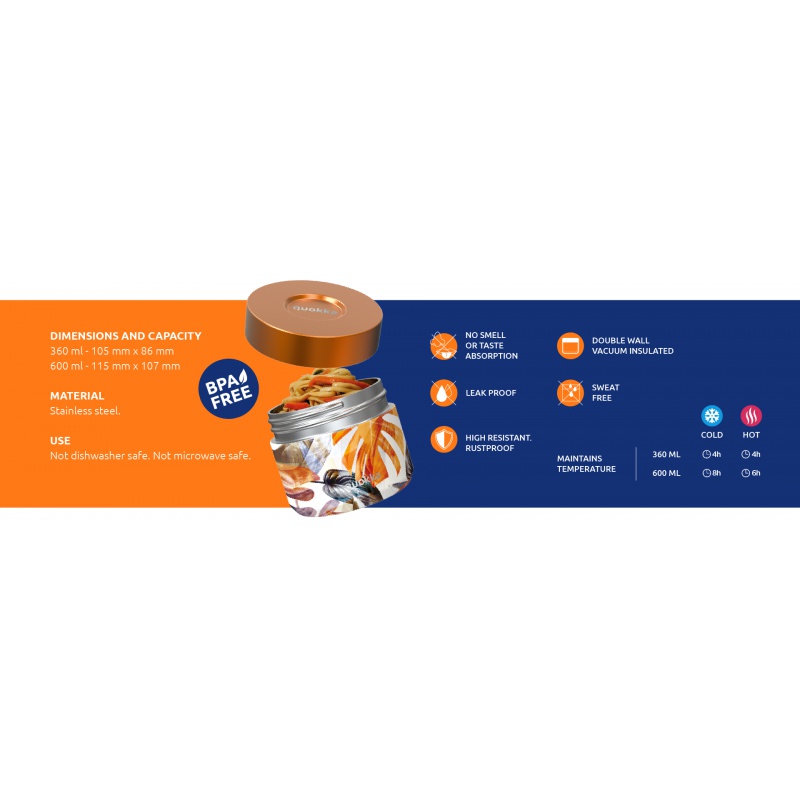 Nerezová termodóza na jedlo Quokka Whim Bouquet - 600 ml, 41124