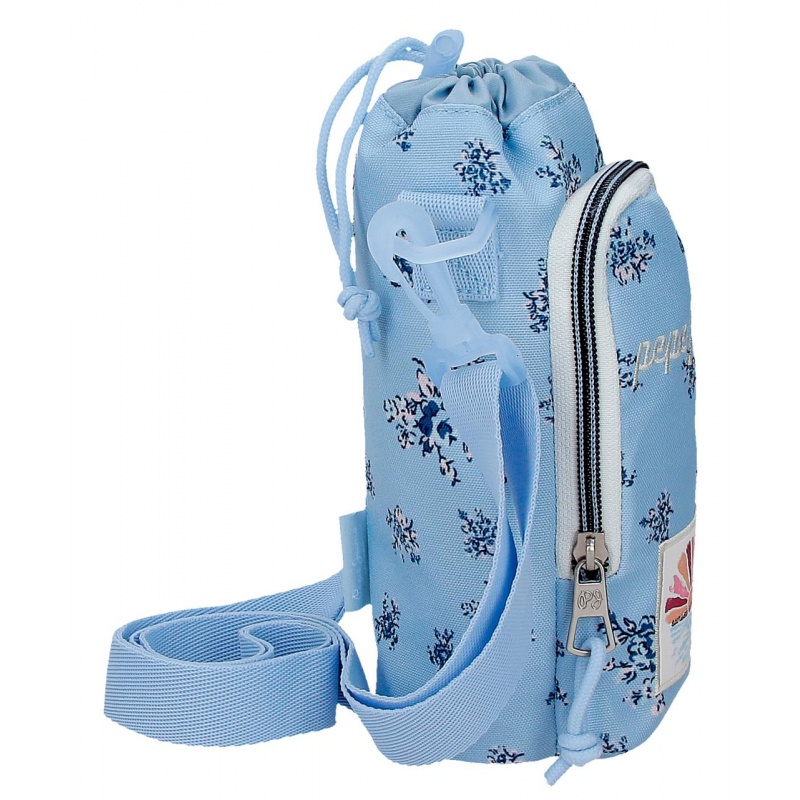 Crossbody puzdro na fľašu Pepe Jeans Olivia svetlomodré