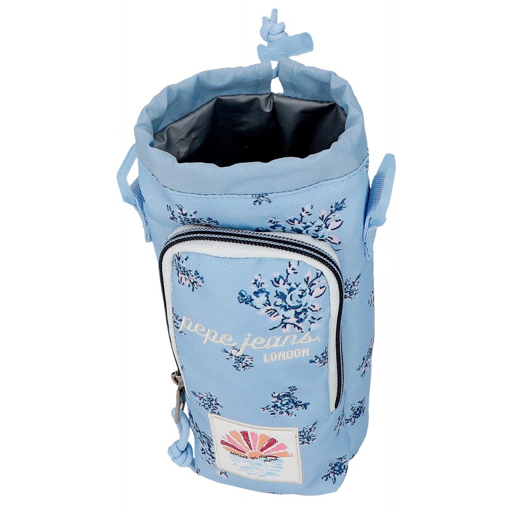 Crossbody puzdro na fľašu Pepe Jeans Olivia svetlomodré