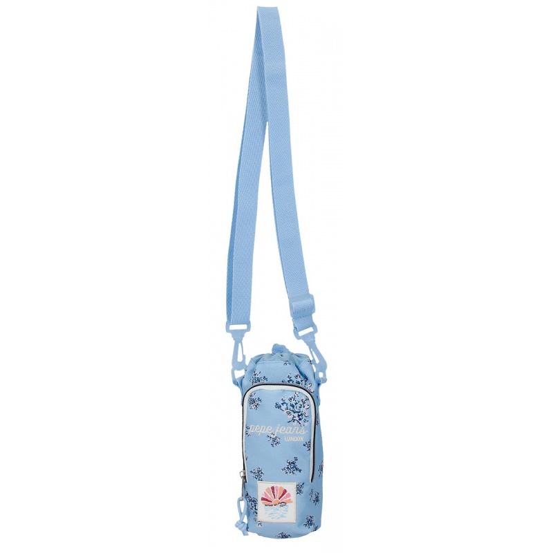 Crossbody puzdro na fľašu Pepe Jeans Olivia svetlomodré