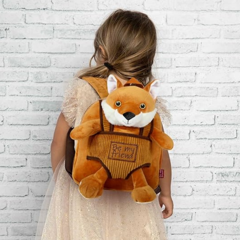 Obojstranný detský batoh s plyšovou hračkou Perletti Toys Líška