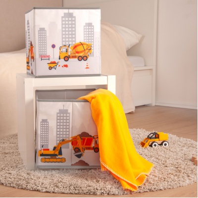Skládací úložný box na hračky babybest Stavba 30x30x30 cm