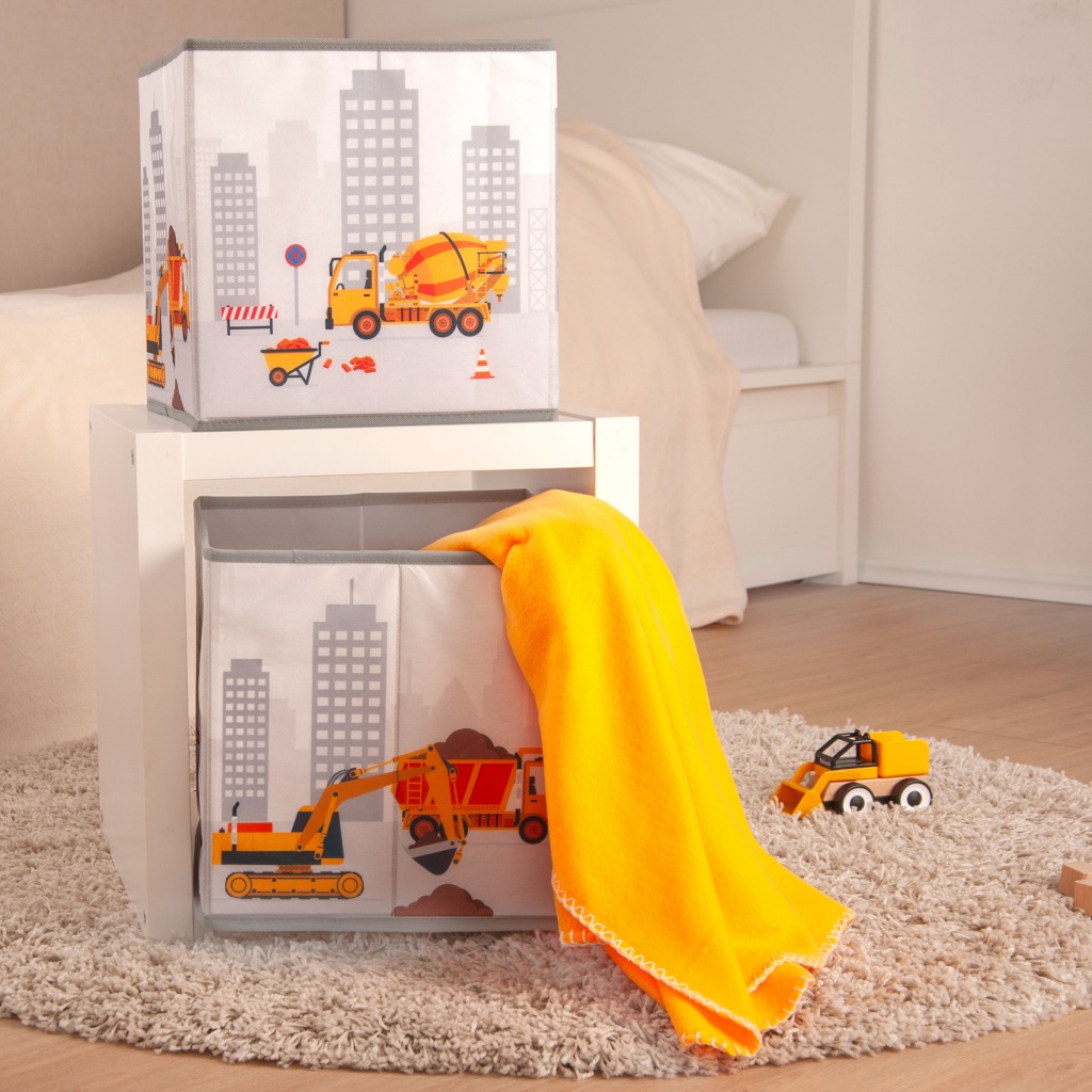 Skládací úložný box na hračky babybest Stavba 30x30x30 cm