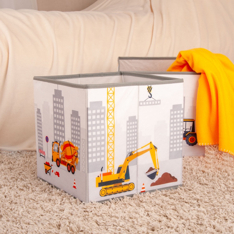 Skládací úložný box na hračky babybest Stavba 30x30x30 cm