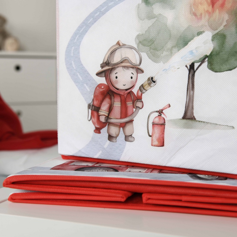 Skládací box na hračky babybest Hasiči 30x30x30 cm