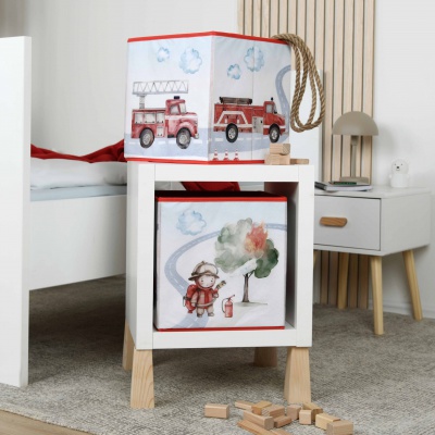 Skládací box na hračky babybest Hasiči 30x30x30 cm