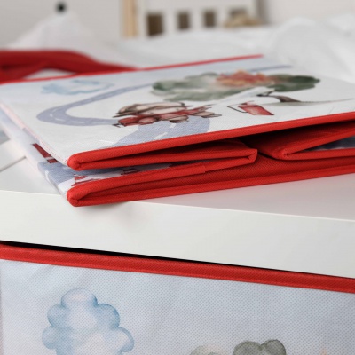Skladací box na hračky babybest Hasiči 30x30x30 cm
