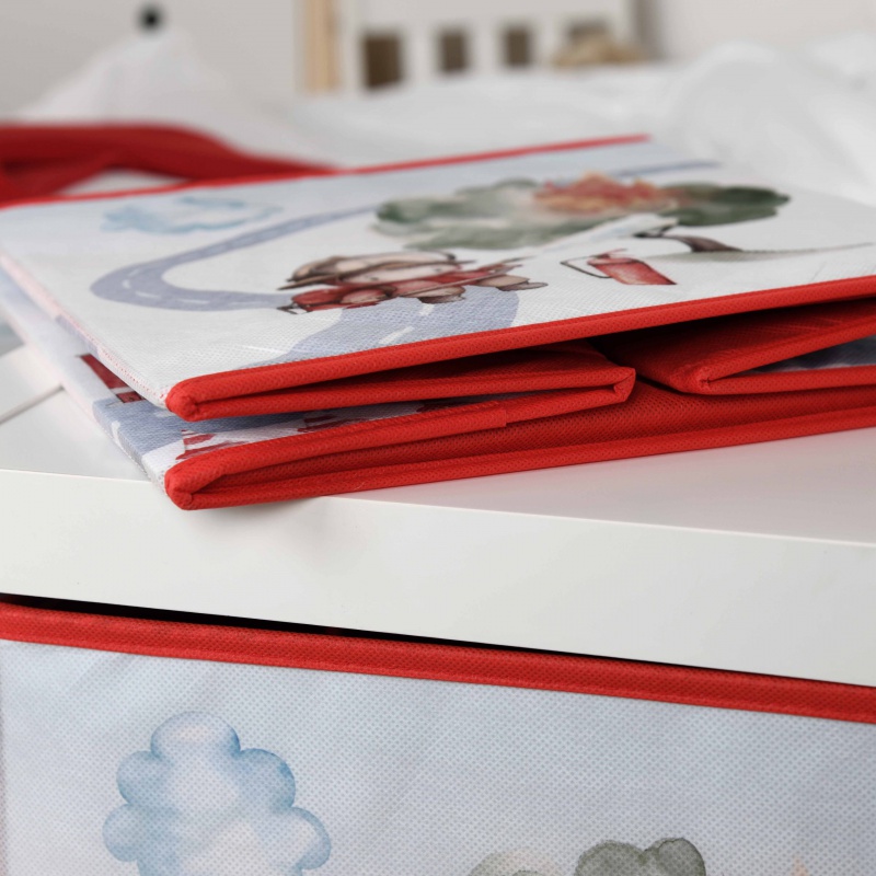 Skládací box na hračky babybest Hasiči 30x30x30 cm