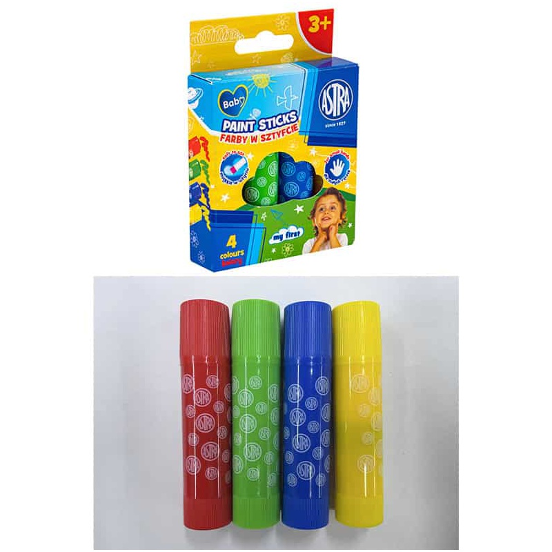 Temperové farby v tyčinke pre deti Astra Baby JUMBO, 4 farby