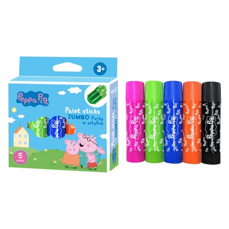 Temperové farby v tyčinke pre deti Peppa Pig JUMBO, 5 farieb