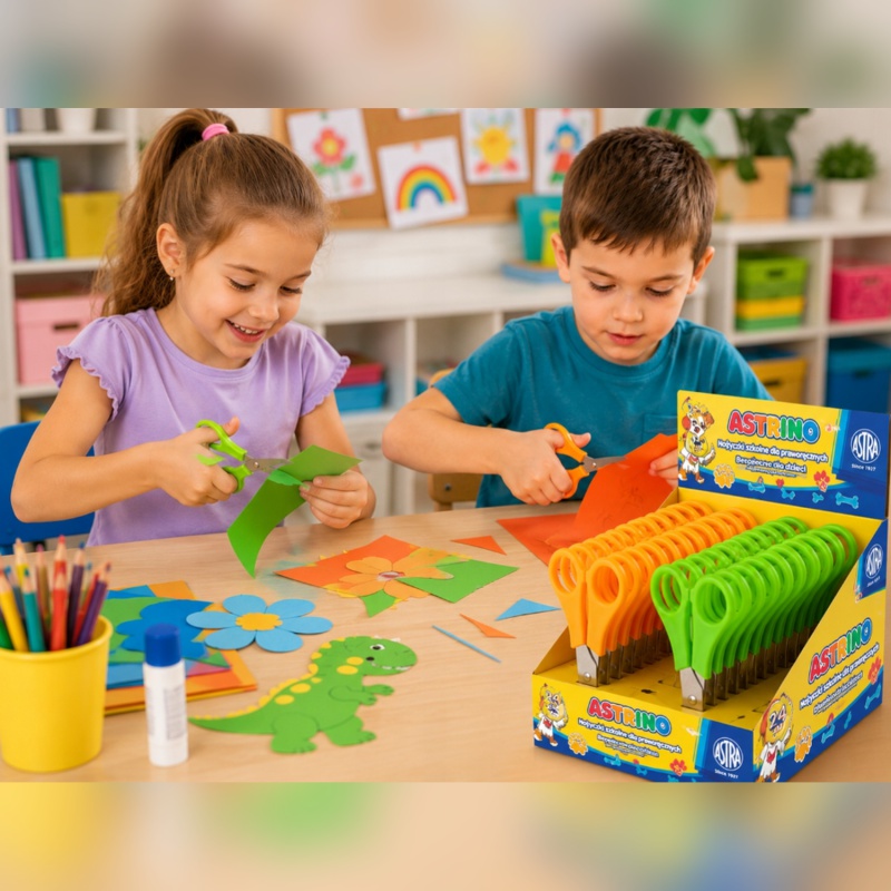 Detské školské nožnice pre pravákov Astrino 13 cm so zaoblenými špičkami